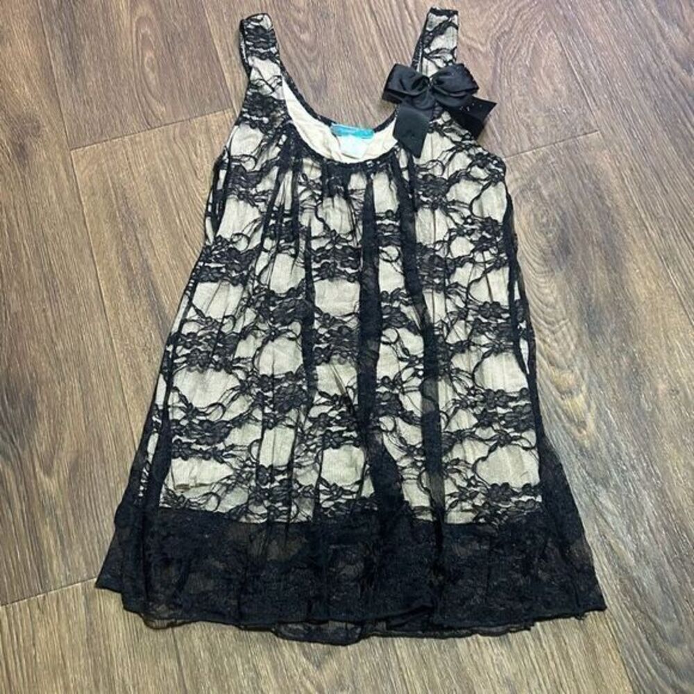 Vtg Julie's closet black lace tank top flowy dress‎ top night out